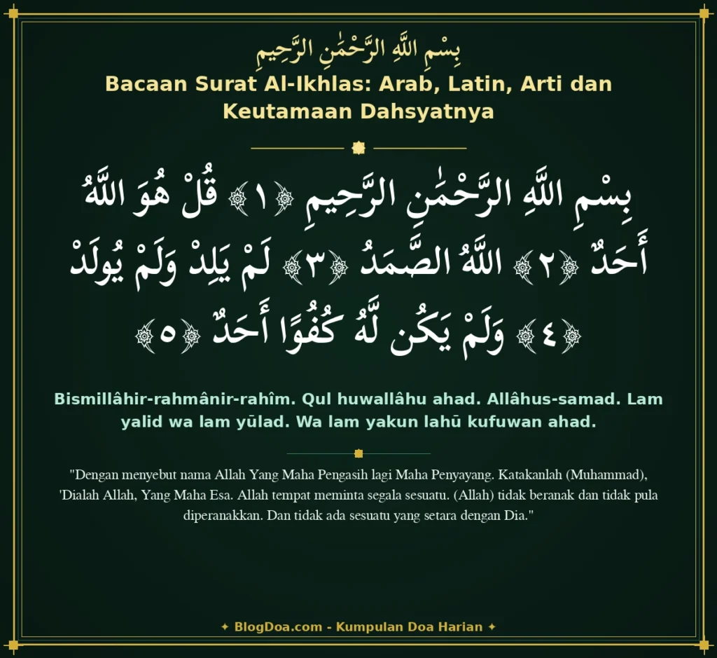 Bacaan Surat Al-Ikhlas: Arab, Latin, Arti dan Keutamaan Dahsyatnya