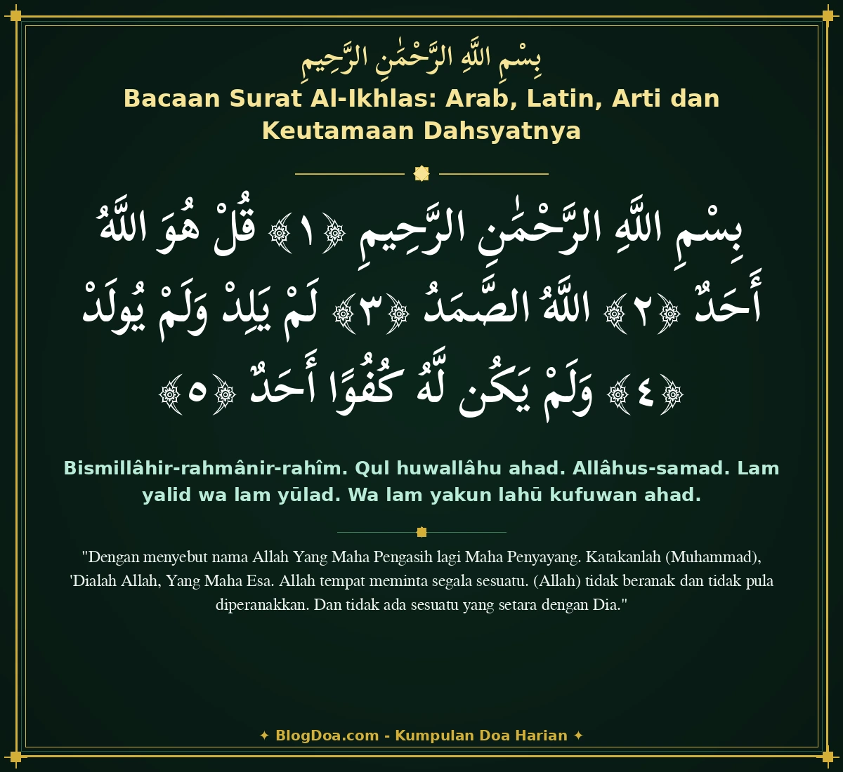Bacaan Surat Al-Ikhlas: Arab, Latin, Arti dan Keutamaan Dahsyatnya