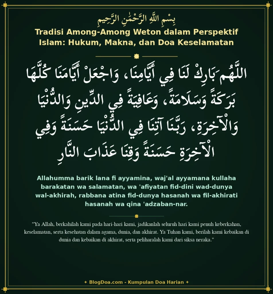 Tradisi Among-Among Weton dalam Perspektif Islam: Hukum, Makna, dan Doa Keselamatan