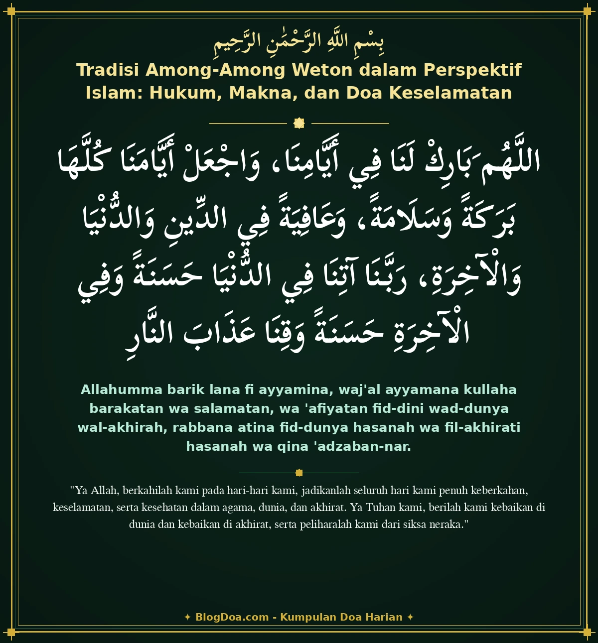 Tradisi Among-Among Weton dalam Perspektif Islam: Hukum, Makna, dan Doa Keselamatan