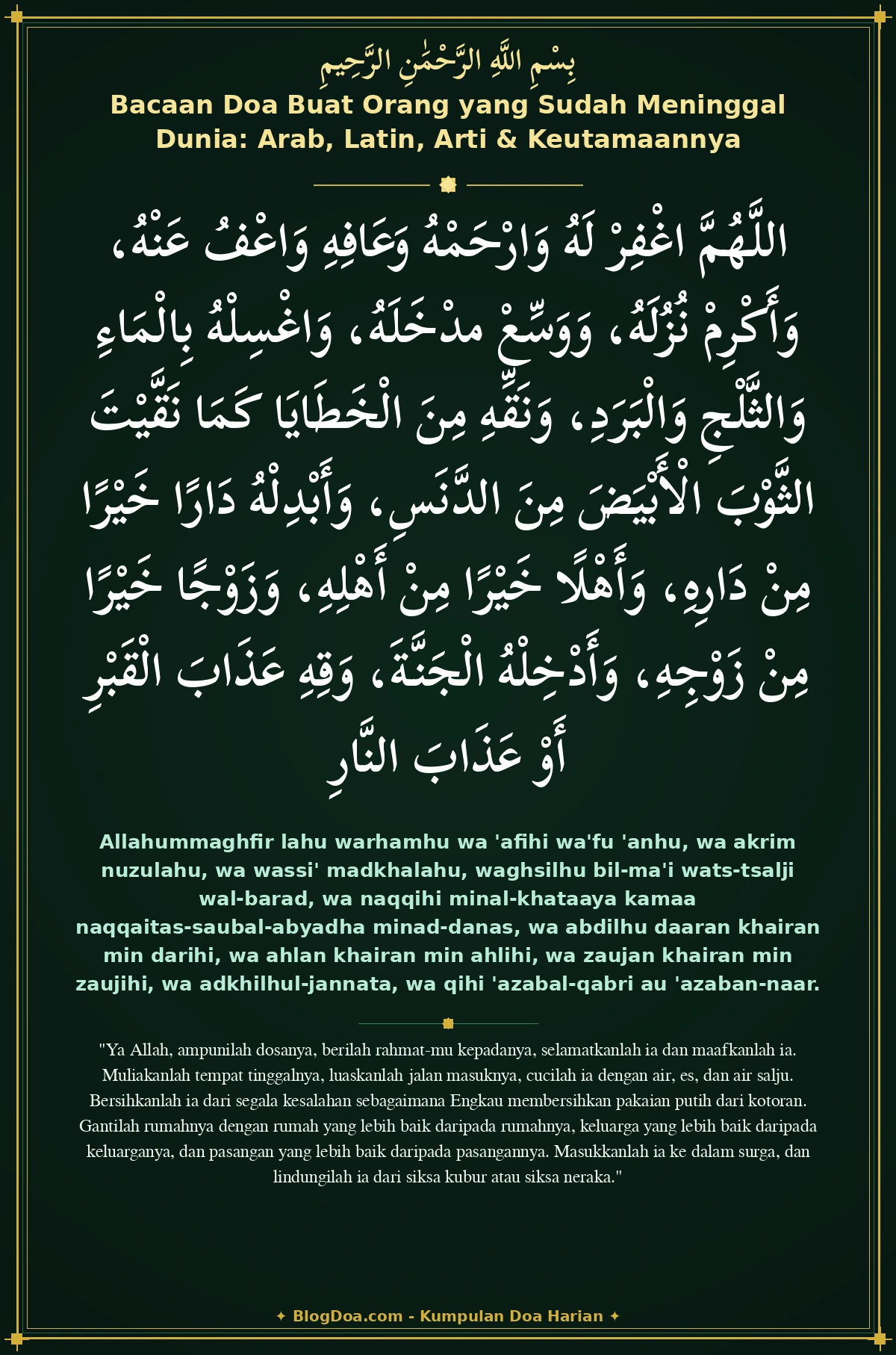 Bacaan Doa Buat Orang yang Sudah Meninggal Dunia: Arab, Latin, Arti & Keutamaannya