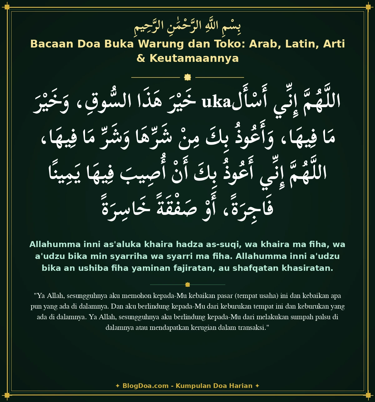 Bacaan Doa Buka Warung dan Toko: Arab, Latin, Arti & Keutamaannya