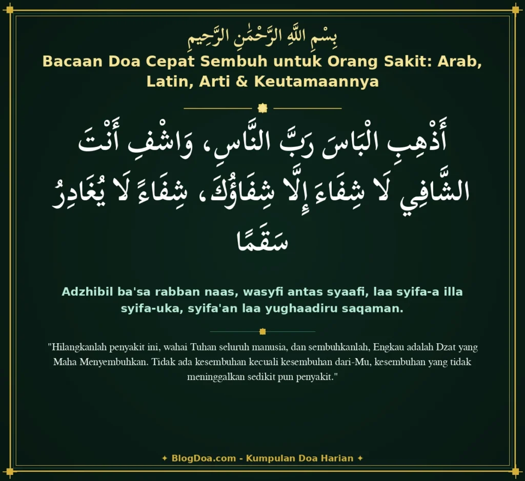 Bacaan Doa Cepat Sembuh untuk Orang Sakit: Arab, Latin, Arti & Keutamaannya
