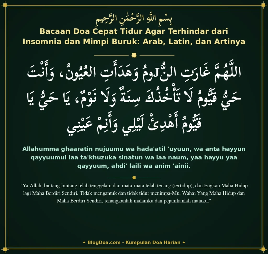Bacaan Doa Cepat Tidur Agar Terhindar dari Insomnia dan Mimpi Buruk: Arab, Latin, dan Artinya