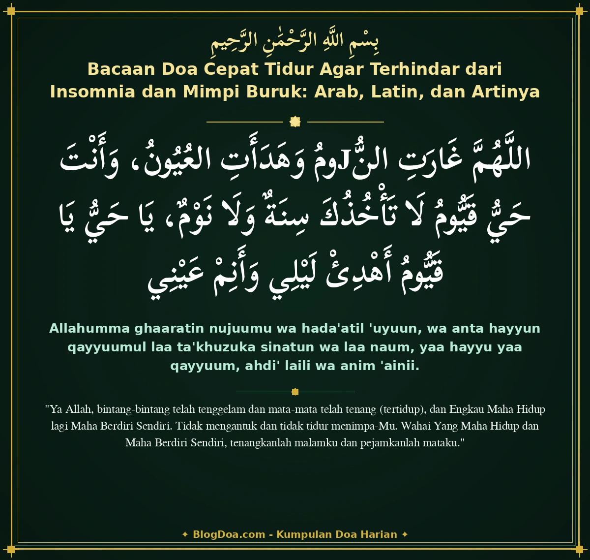 Bacaan Doa Cepat Tidur Agar Terhindar dari Insomnia dan Mimpi Buruk: Arab, Latin, dan Artinya