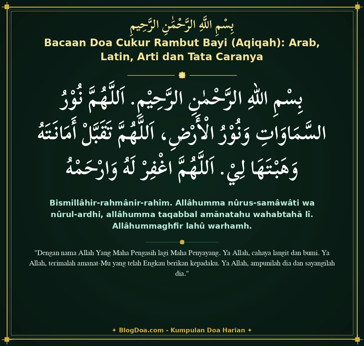 Bacaan Doa Cukur Rambut Bayi (Aqiqah): Arab, Latin, Arti dan Tata Caranya