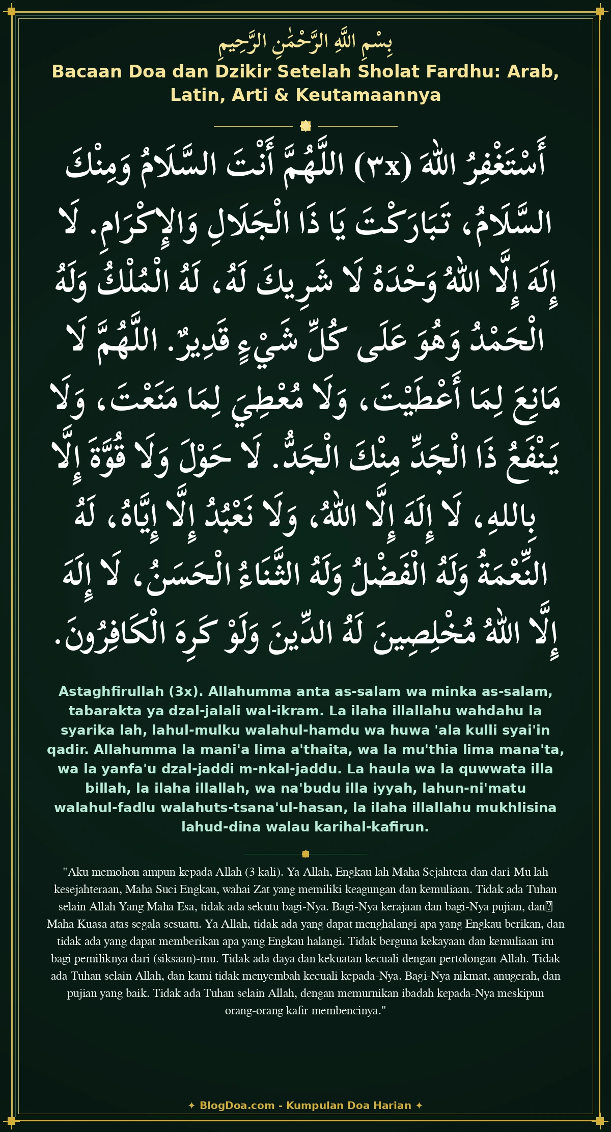 Bacaan Doa dan Dzikir Setelah Sholat Fardhu: Arab, Latin, Arti & Keutamaannya