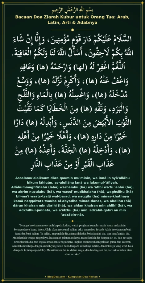 Bacaan Doa Ziarah Kubur untuk Orang Tua: Arab, Latin, Arti & Adabnya
