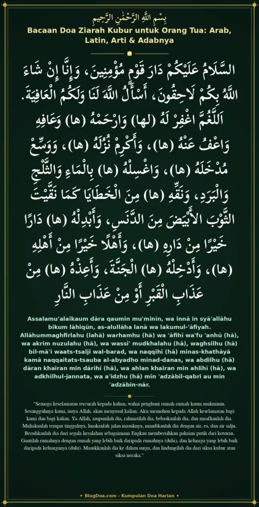 Bacaan Doa Ziarah Kubur untuk Orang Tua: Arab, Latin, Arti & Adabnya