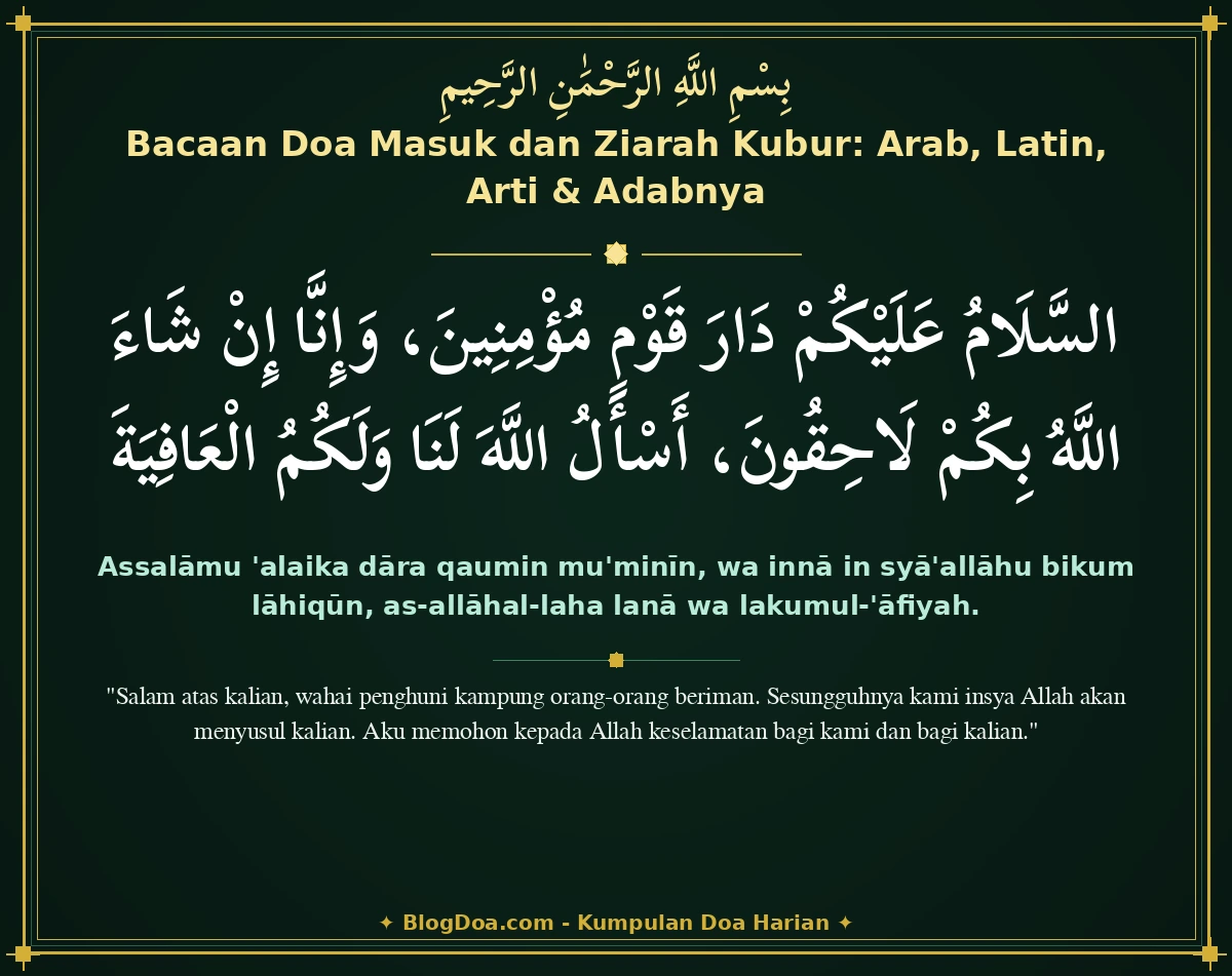 Bacaan Doa Masuk dan Ziarah Kubur: Arab, Latin, Arti & Adabnya