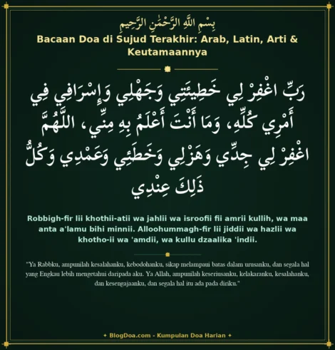 Bacaan Doa di Sujud Terakhir: Arab, Latin, Arti & Keutamaannya