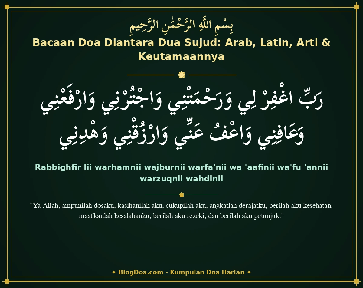 Bacaan Doa Diantara Dua Sujud: Arab, Latin, Arti & Keutamaannya