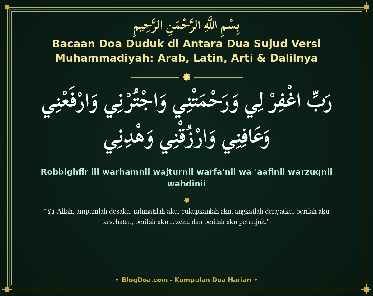 Bacaan Doa Duduk di Antara Dua Sujud Versi Muhammadiyah: Arab, Latin, Arti & Dalilnya