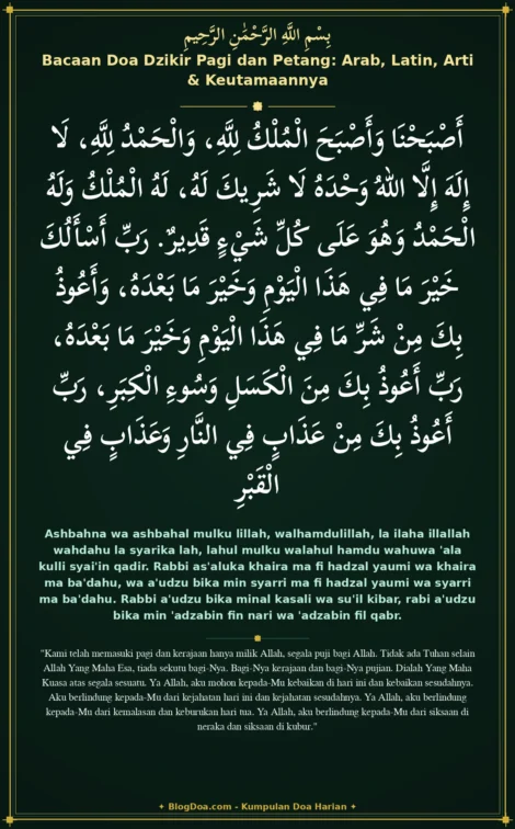 Bacaan Doa Dzikir Pagi dan Petang: Arab, Latin, Arti & Keutamaannya