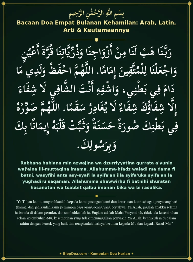 Bacaan Doa Empat Bulanan Kehamilan: Arab, Latin, Arti & Keutamaannya