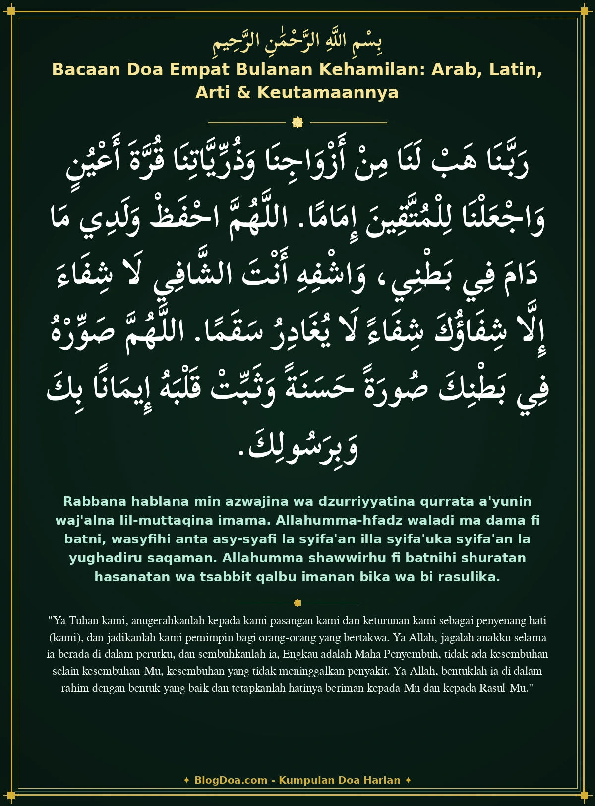 Bacaan Doa Empat Bulanan Kehamilan: Arab, Latin, Arti & Keutamaannya