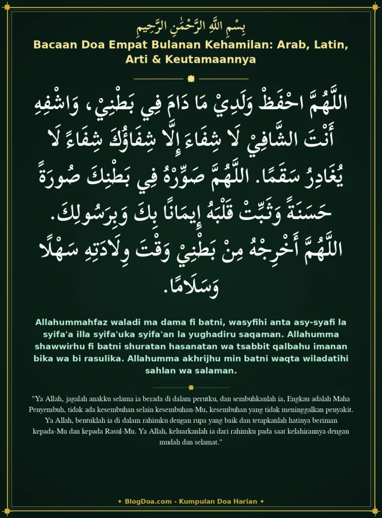 Bacaan Doa Empat Bulanan Kehamilan: Arab, Latin, Arti & Keutamaannya
