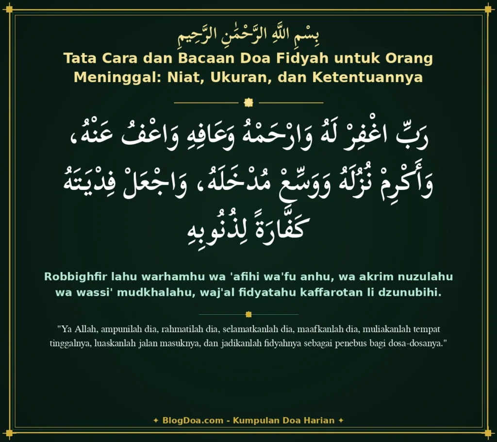 Tata Cara dan Bacaan Doa Fidyah untuk Orang Meninggal: Niat, Ukuran, dan Ketentuannya