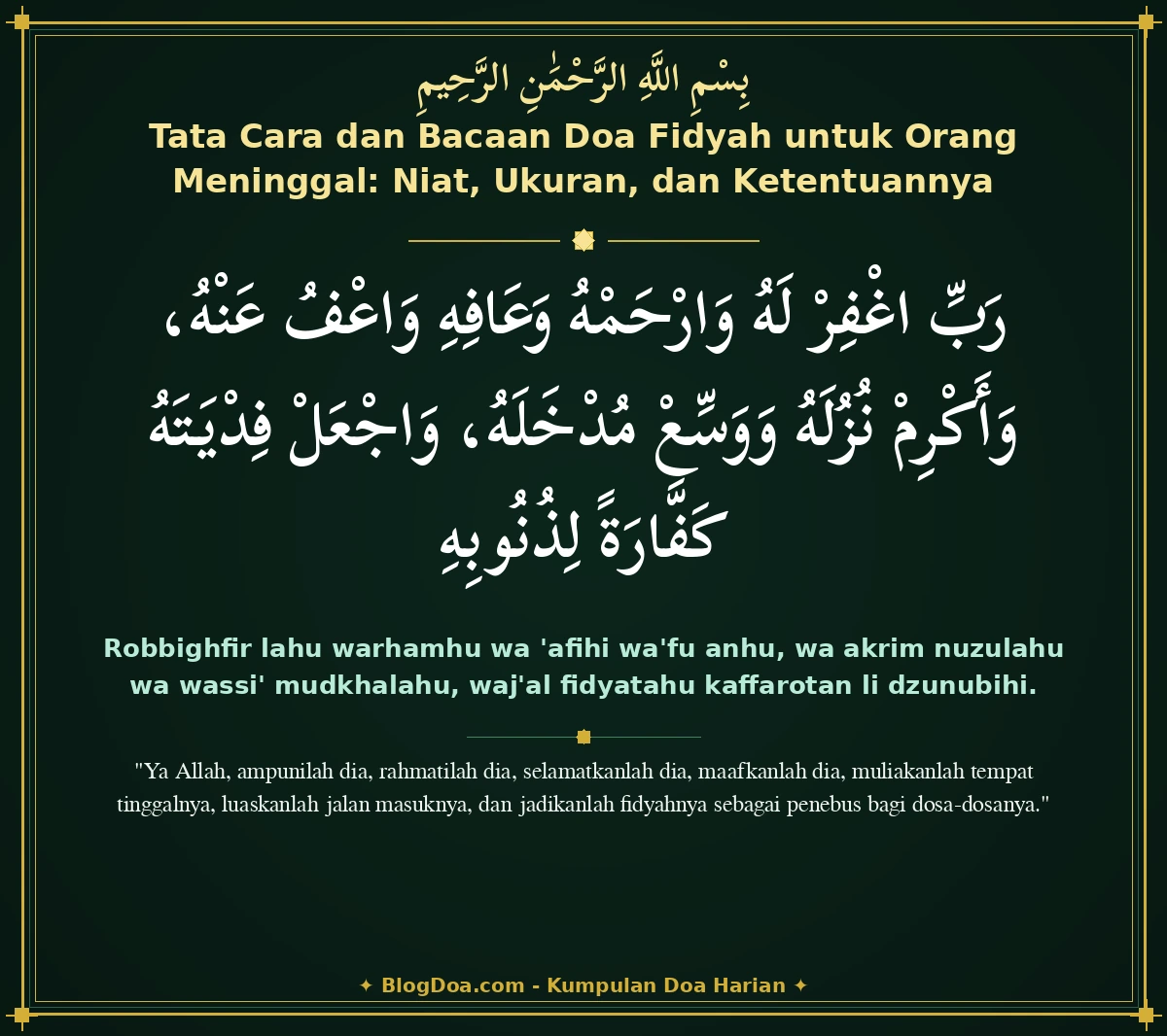 Tata Cara dan Bacaan Doa Fidyah untuk Orang Meninggal: Niat, Ukuran, dan Ketentuannya