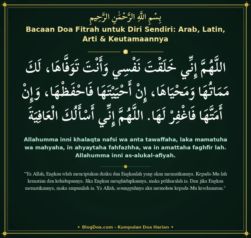 Bacaan Doa Fitrah untuk Diri Sendiri: Arab, Latin, Arti & Keutamaannya