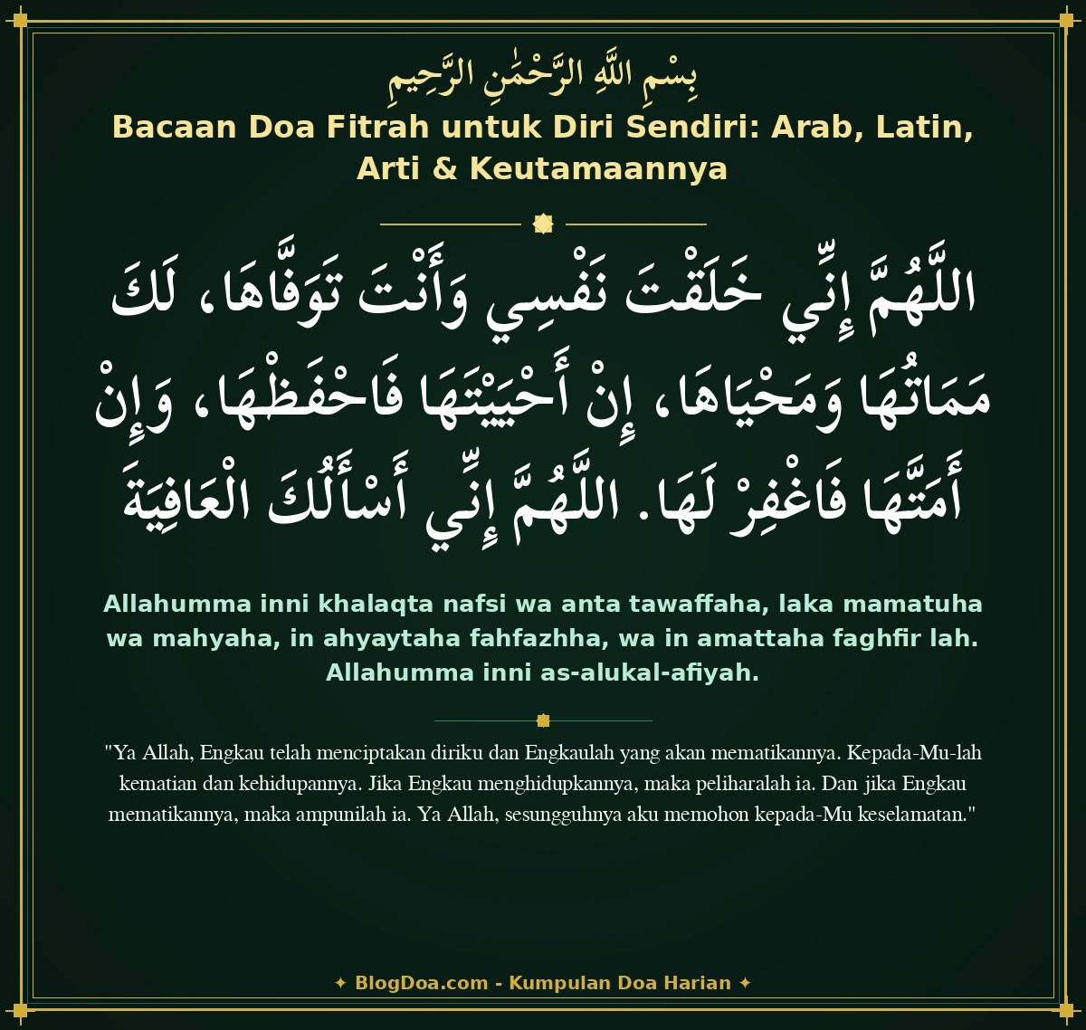 Bacaan Doa Fitrah untuk Diri Sendiri: Arab, Latin, Arti & Keutamaannya