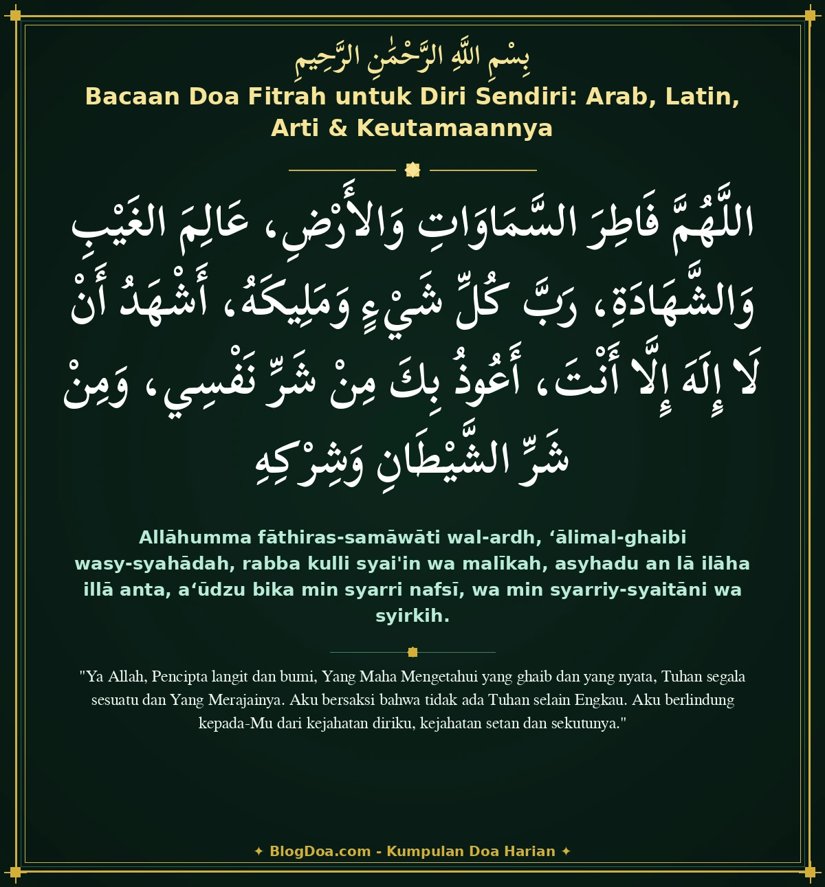 Bacaan Doa Fitrah untuk Diri Sendiri: Arab, Latin, Arti & Keutamaannya