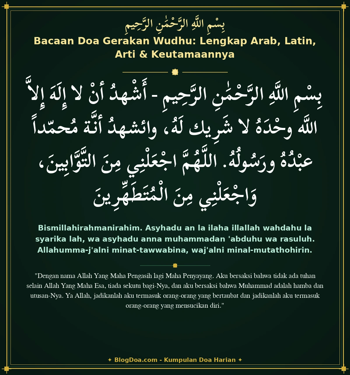 Bacaan Doa Gerakan Wudhu: Lengkap Arab, Latin, Arti & Keutamaannya