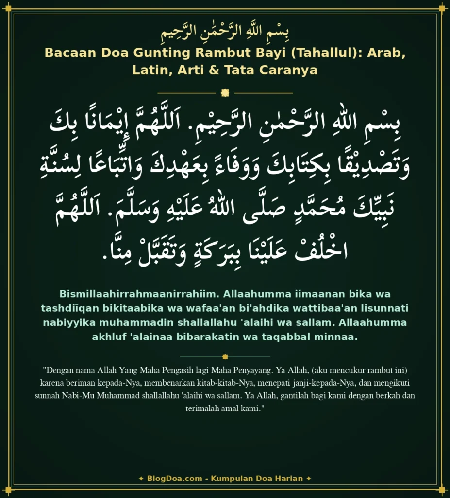 Bacaan Doa Gunting Rambut Bayi (Tahallul): Arab, Latin, Arti & Tata Caranya