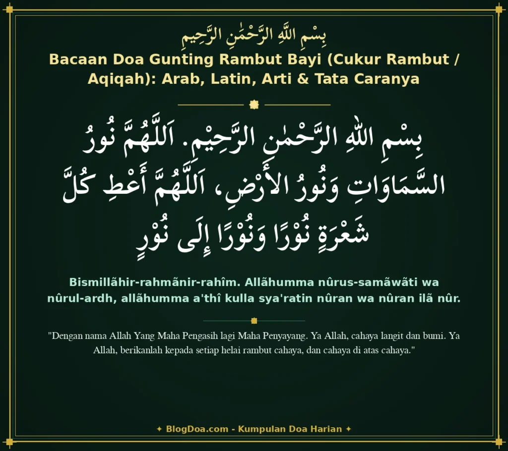 Bacaan Doa Gunting Rambut Bayi (Cukur Rambut / Aqiqah): Arab, Latin, Arti & Tata Caranya
