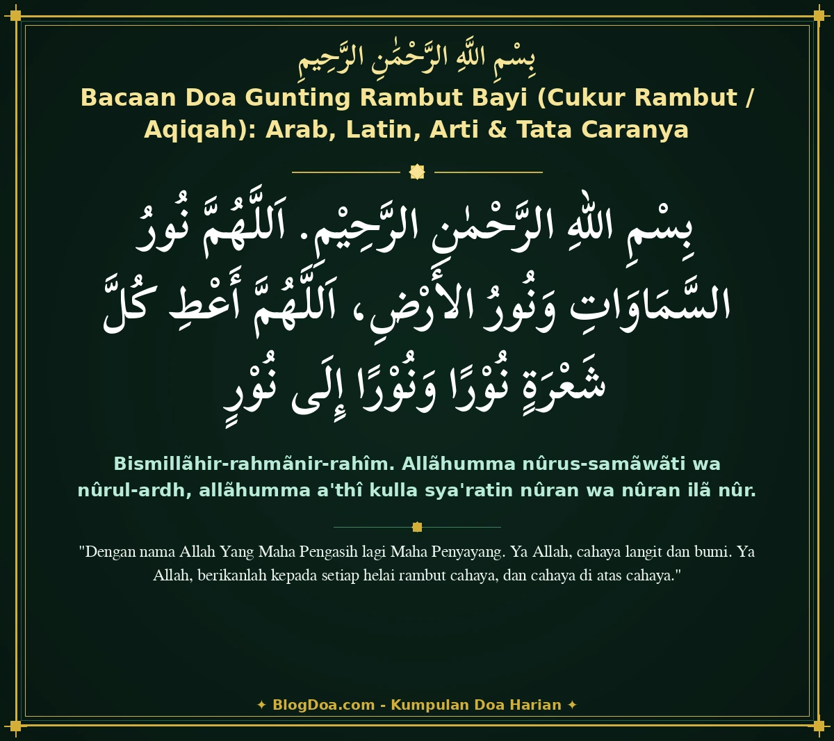 Bacaan Doa Gunting Rambut Bayi (Cukur Rambut / Aqiqah): Arab, Latin, Arti & Tata Caranya
