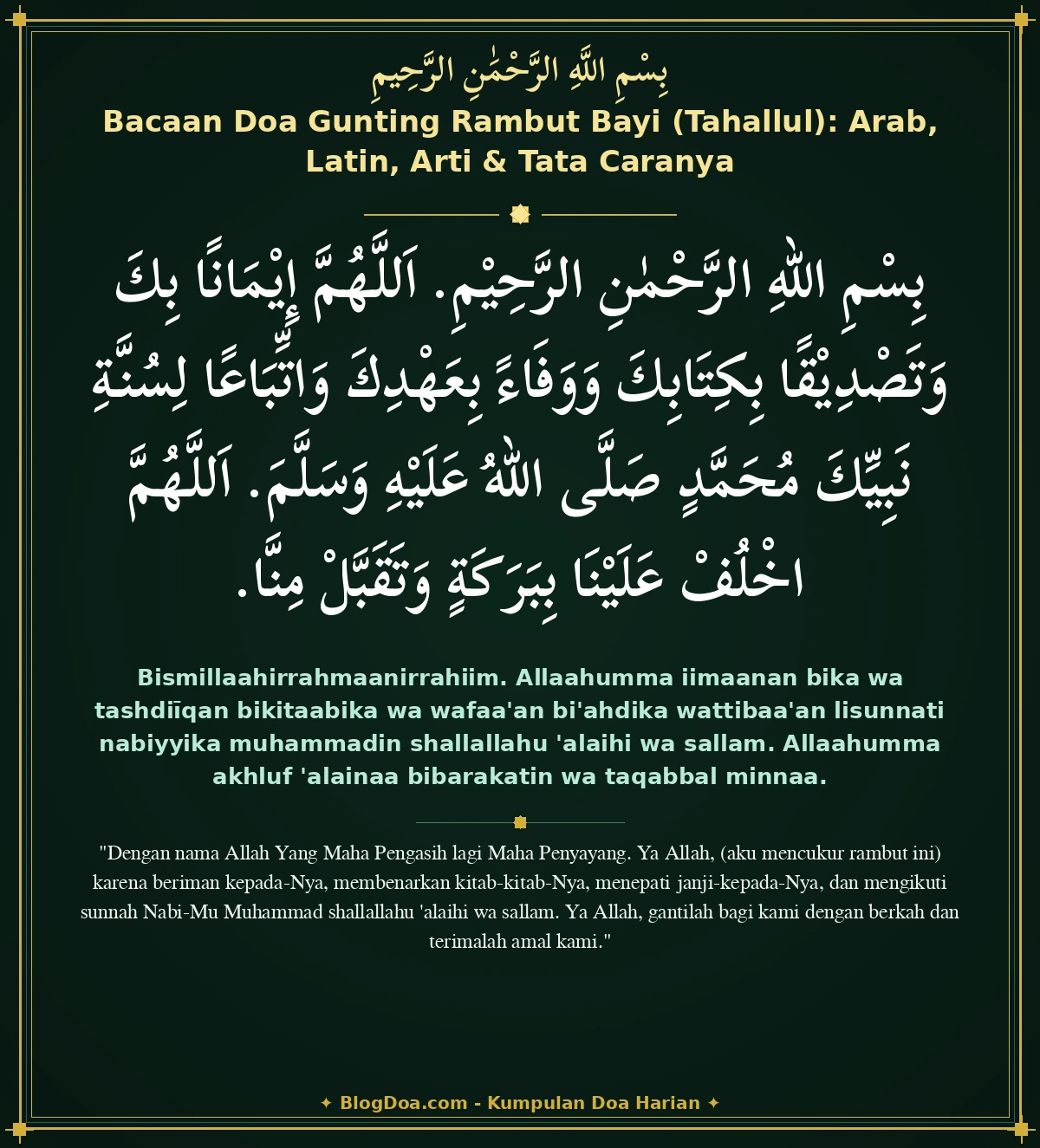 Bacaan Doa Gunting Rambut Bayi (Tahallul): Arab, Latin, Arti & Tata Caranya