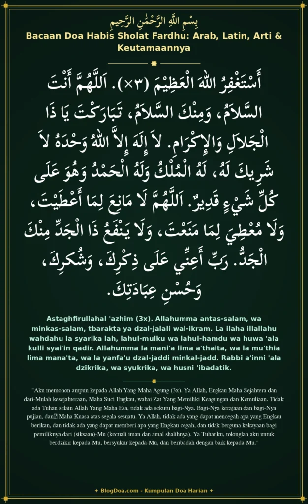 Bacaan Doa Habis Sholat Fardhu: Arab, Latin, Arti & Keutamaannya