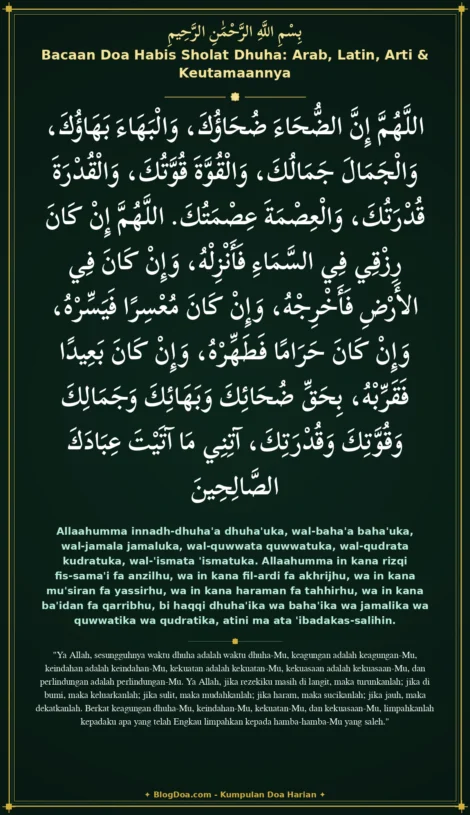 Bacaan Doa Habis Sholat Dhuha: Arab, Latin, Arti & Keutamaannya