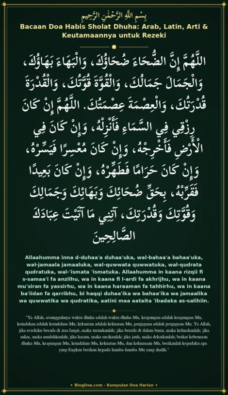 Bacaan Doa Habis Sholat Dhuha: Arab, Latin, Arti & Keutamaannya untuk Rezeki