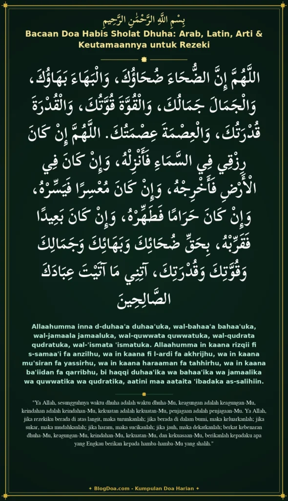Bacaan Doa Habis Sholat Dhuha: Arab, Latin, Arti & Keutamaannya untuk Rezeki