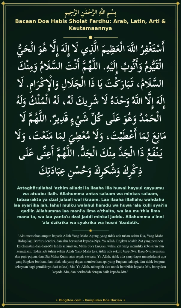 Bacaan Doa Habis Sholat Fardhu: Arab, Latin, Arti & Keutamaannya