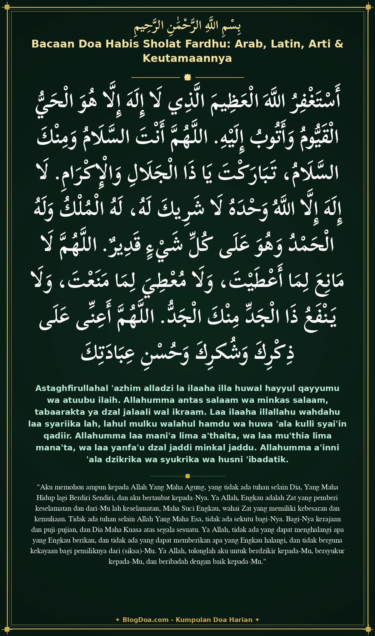 Bacaan Doa Habis Sholat Fardhu: Arab, Latin, Arti & Keutamaannya