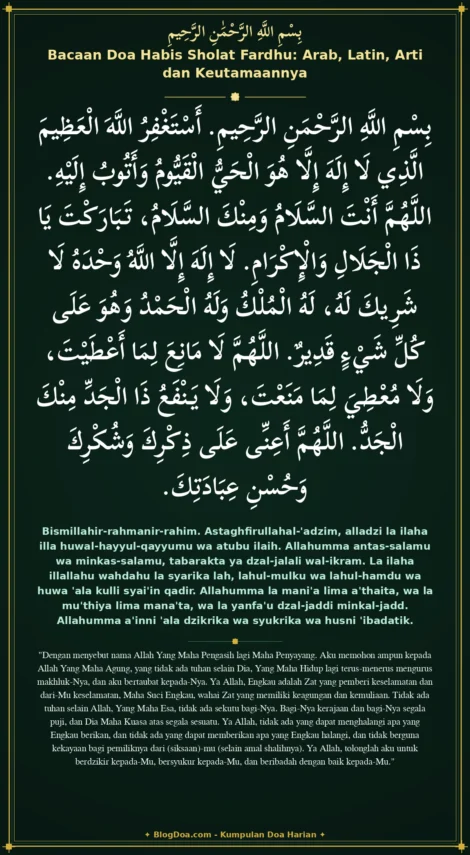 Bacaan Doa Habis Sholat Fardhu: Arab, Latin, Arti dan Keutamaannya