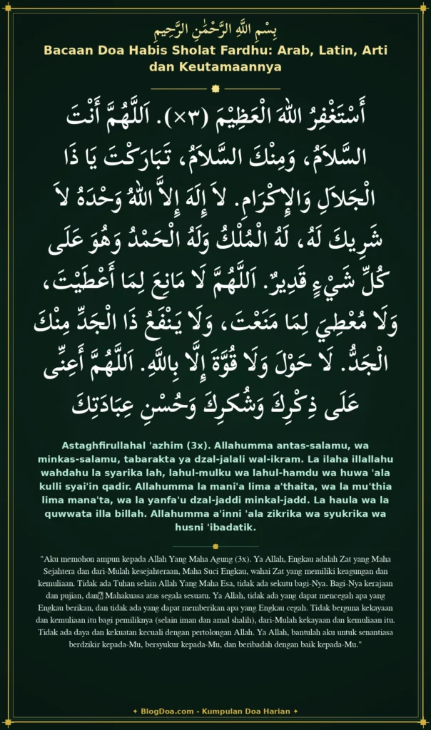 Bacaan Doa Habis Sholat Fardhu: Arab, Latin, Arti dan Keutamaannya