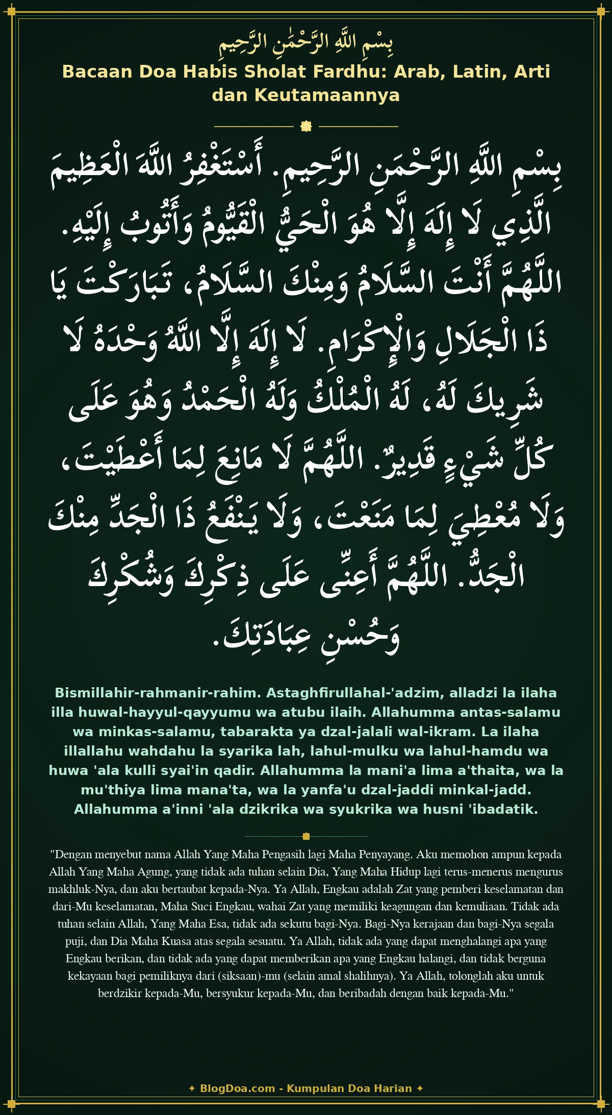 Bacaan Doa Habis Sholat Fardhu: Arab, Latin, Arti dan Keutamaannya