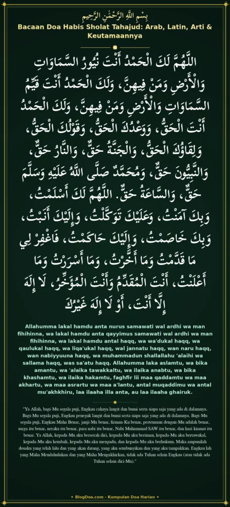 Bacaan Doa Habis Sholat Tahajud: Arab, Latin, Arti & Keutamaannya