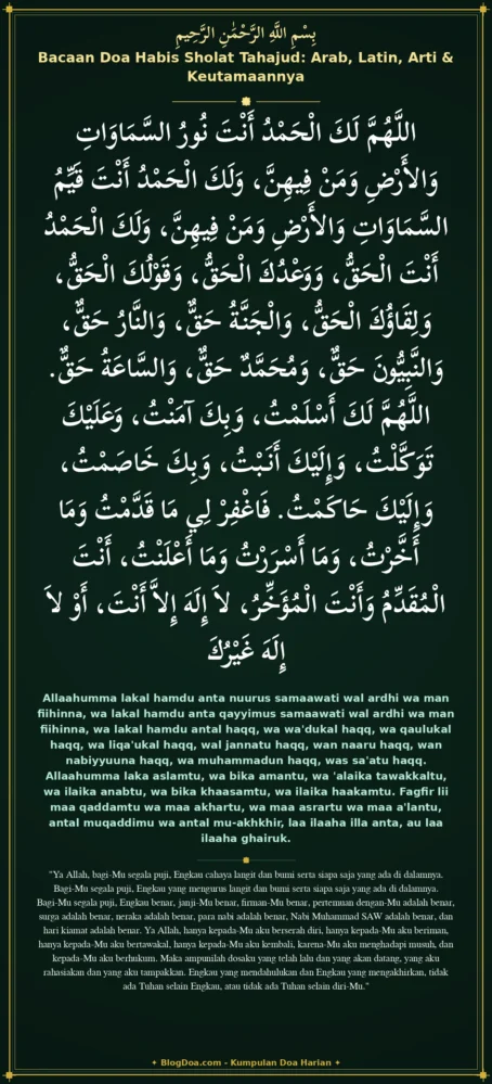Bacaan Doa Habis Sholat Tahajud: Arab, Latin, Arti & Keutamaannya