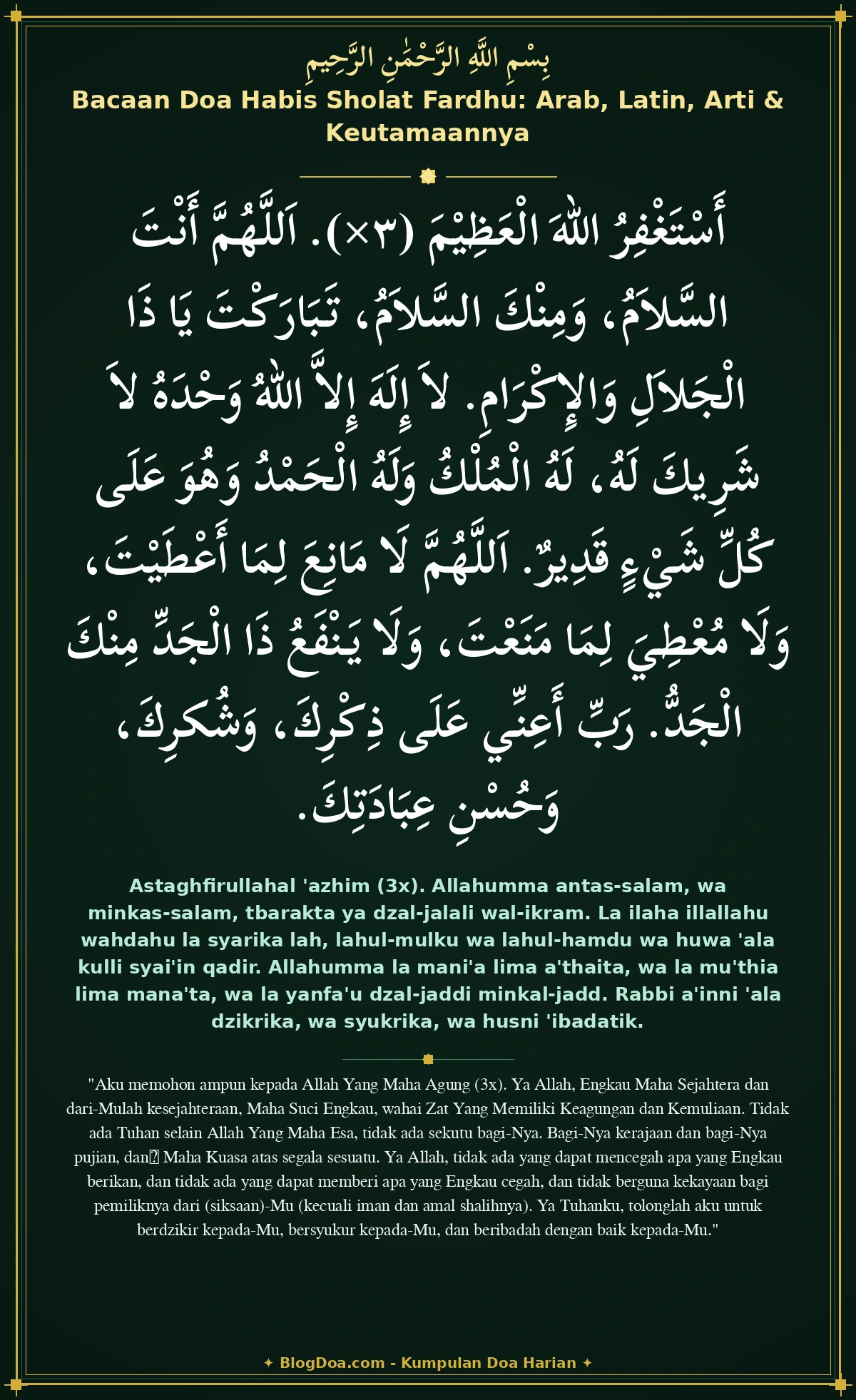 Bacaan Doa Habis Sholat Fardhu: Arab, Latin, Arti & Keutamaannya