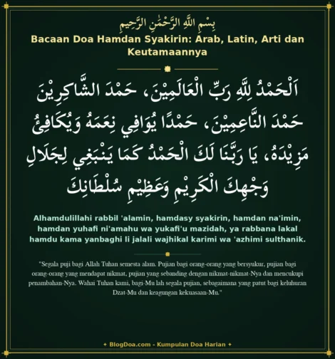 Bacaan Doa Hamdan Syakirin: Arab, Latin, Arti dan Keutamaannya