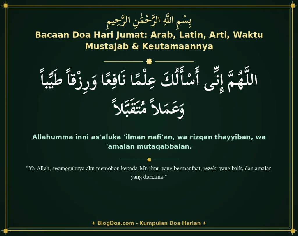 Bacaan Doa Hari Jumat: Arab, Latin, Arti, Waktu Mustajab & Keutamaannya