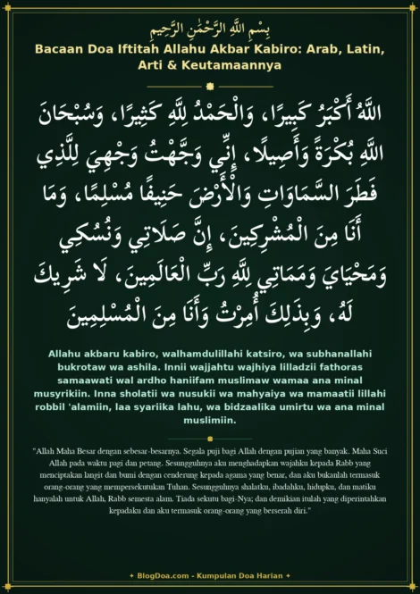 Bacaan Doa Iftitah Allahu Akbar Kabiro: Arab, Latin, Arti & Keutamaannya