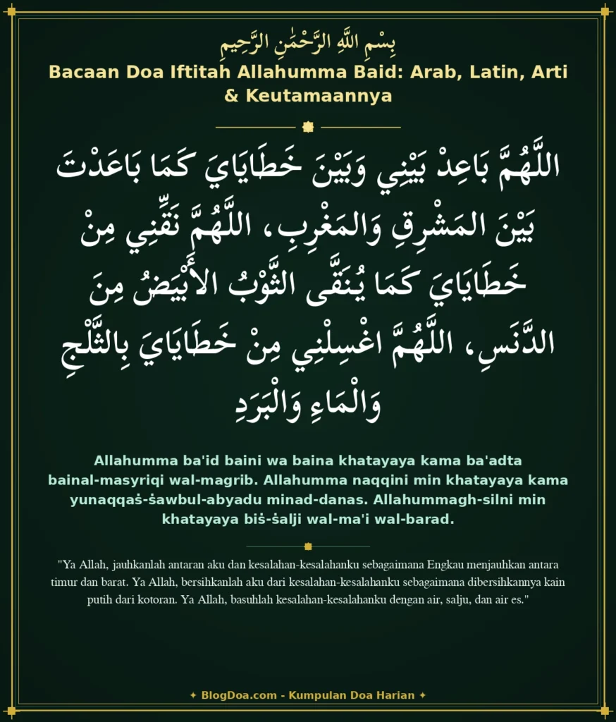 Bacaan Doa Iftitah Allahumma Baid: Arab, Latin, Arti & Keutamaannya