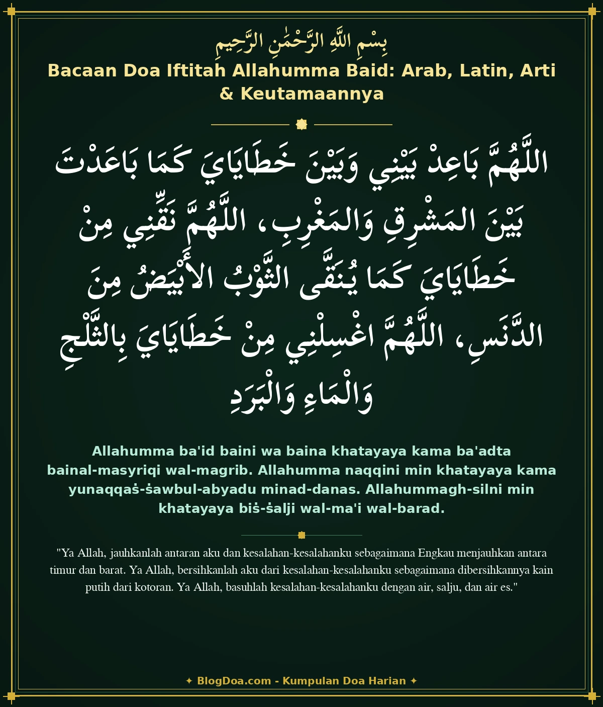 Bacaan Doa Iftitah Allahumma Baid: Arab, Latin, Arti & Keutamaannya