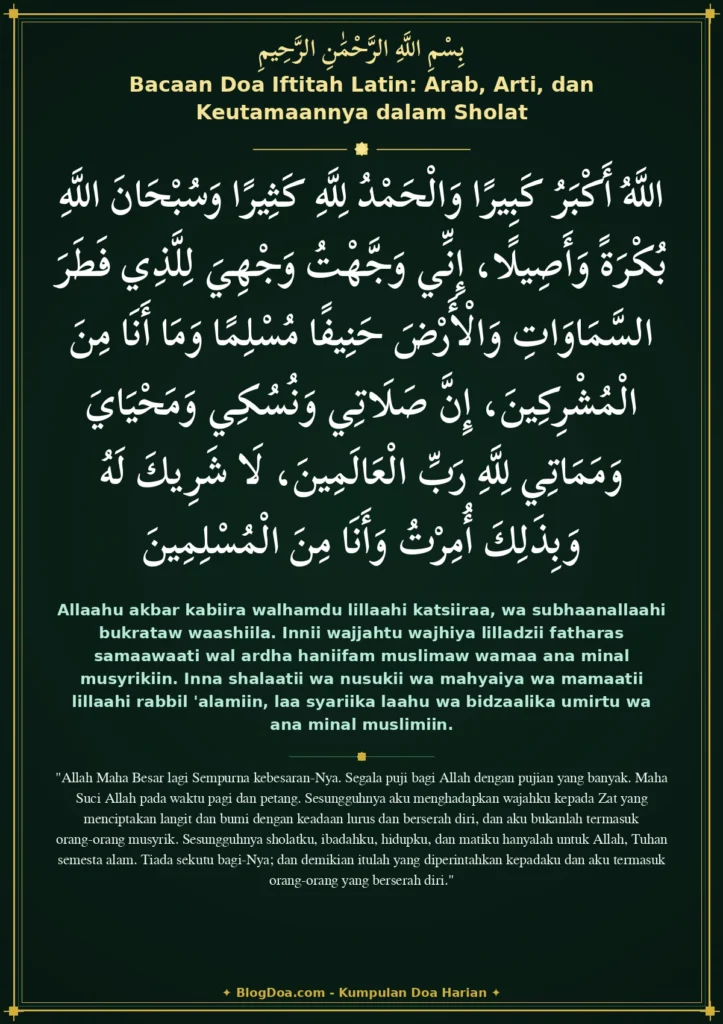 Bacaan Doa Iftitah Latin: Arab, Arti, dan Keutamaannya dalam Sholat