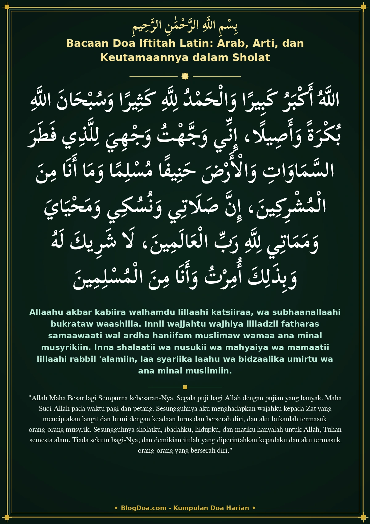 Bacaan Doa Iftitah Latin: Arab, Arti, dan Keutamaannya dalam Sholat